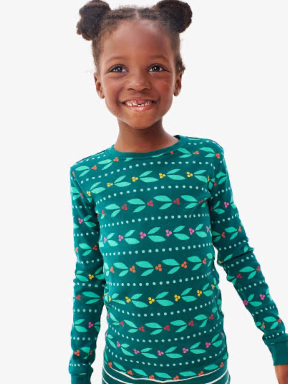Primary Teal Green Floral Long-Sleeve Pajama Top and bottoms - set!
